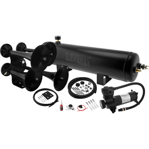 Vixen Horns Train Horn Kit for Trucks/Car/Semi. Complete Onboard System- 200psi Air Compressor, 3 Gallon Aluminum Tank, 4 Trumpets. Super Loud dB. Fits Vehicles like Pickup/Jeep/SUV VXO4830AB/4318B