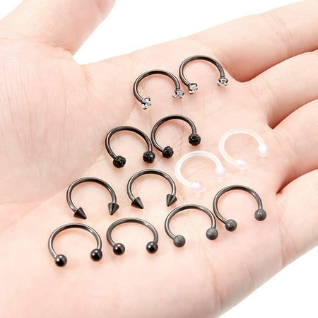 retainer daith 16g septum horseshoe cartilage tragus piercing
