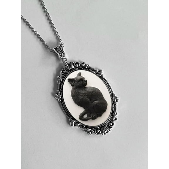 QQTDFG 1pc Gothic Style Vintage Black Cat Pendant Necklace for Women Novelty Necklace-default