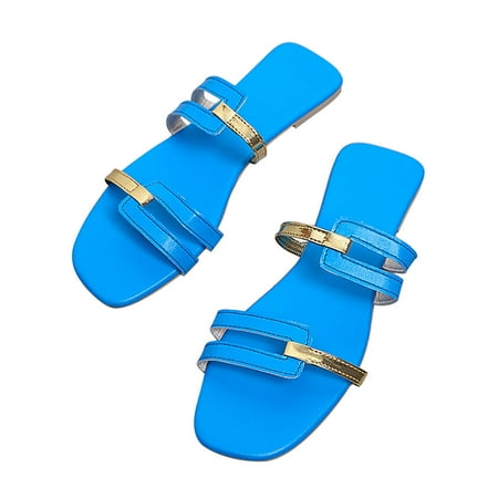 

Womens Sandals Dressy Summer Sexy Women Sandals Chunky Heel Chain Peep Toe Beach Sandals Roman Shoes Flip Flops