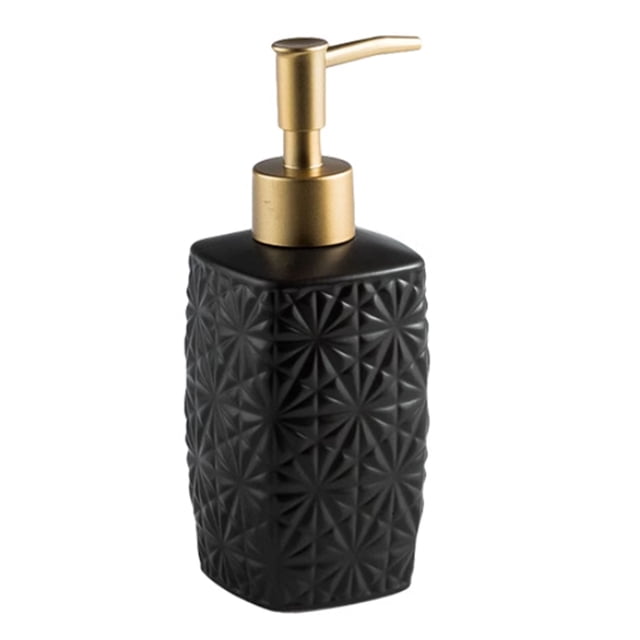 Qeeadeea Refillable Matt Soap Dispenser, Ceramic Soap Dispenser With Gold Pump, Bathroom Countertop Soap Dispensers-black-pattern