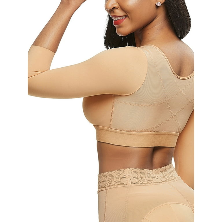 Shaper Top Compression Sleeves Arm Shapewear Front Closure Bra