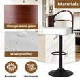 thumbnail image 3 of ClinQ Swivel Adjustable Bar Stools Set of 2, PU Leather Upholstered Bar Chairs with Bentwood Backrest and Hydraulic Lift for Kitchen Island, White, 3 of 9