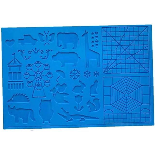 Modelo para bolígrafo 3D, modelo de bolígrafo de impresión 3D, tapete grande (41,5 x 27,5 cm) con patrón de animales útil para principiantes, niños y artistas 3D, con 2 dedos estables. brillar Electrónica