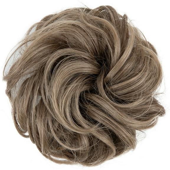 Nvzi-a Messy Bun Hair Piece Wavy Curly for Women Hair Bun Hair Piece with Elastic Band Scrunchies Stretchy Fluffy Chignon Ponytail Hairpieces Updos for Women,L