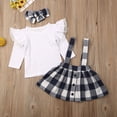 thumbnail image 3 of Douhoow 0-5Y Toddler Baby Girls Clothes Outfit Long Sleeve Ruffled Lace Top Plaid Suspender Skirt, 3 of 9