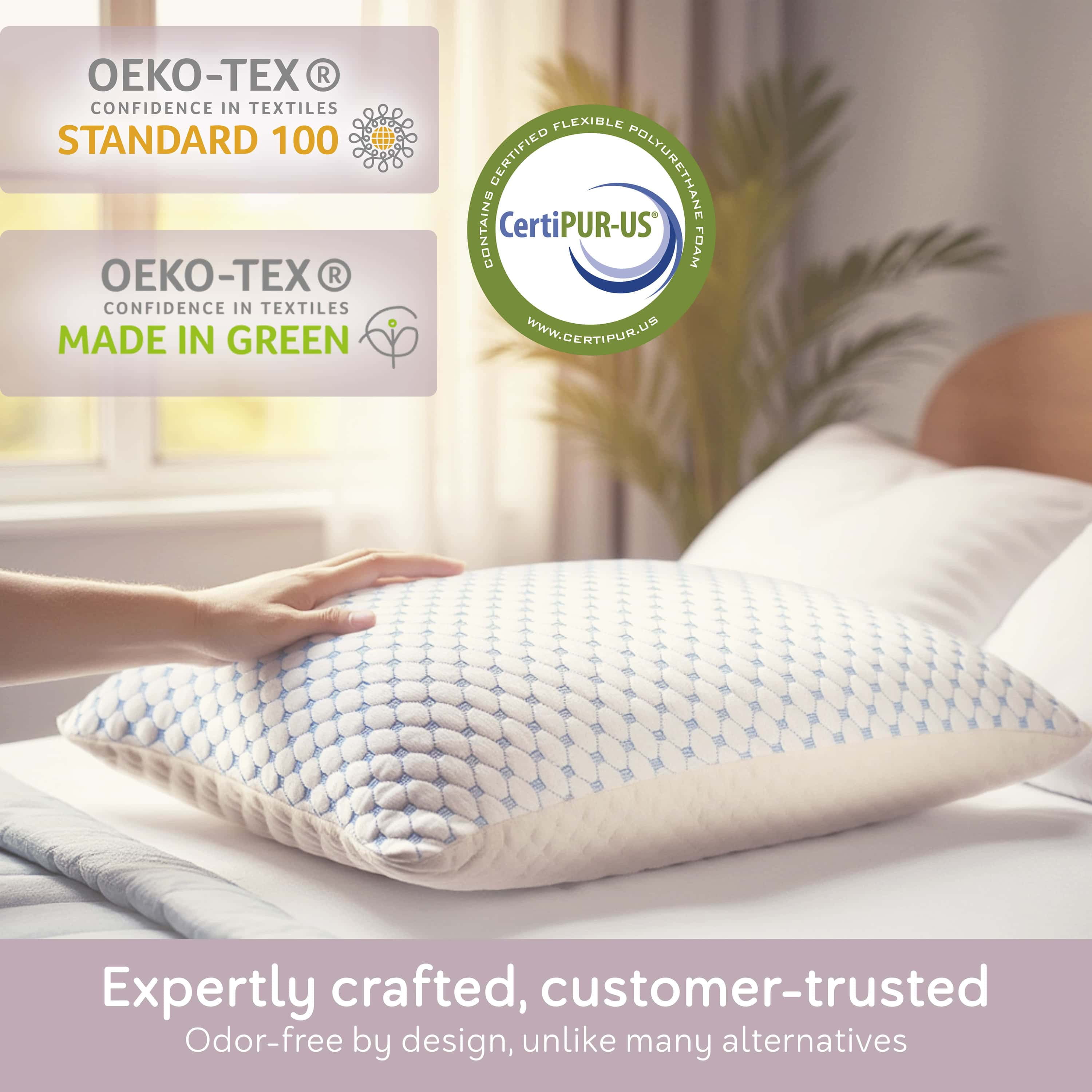 Virtu Temperature Queen Pillows Set of 2, Regulating and Adjustable Soft Memory Foam Cooling Bed Pillows Queen Size Pillows Set of 2, 20" X 30"