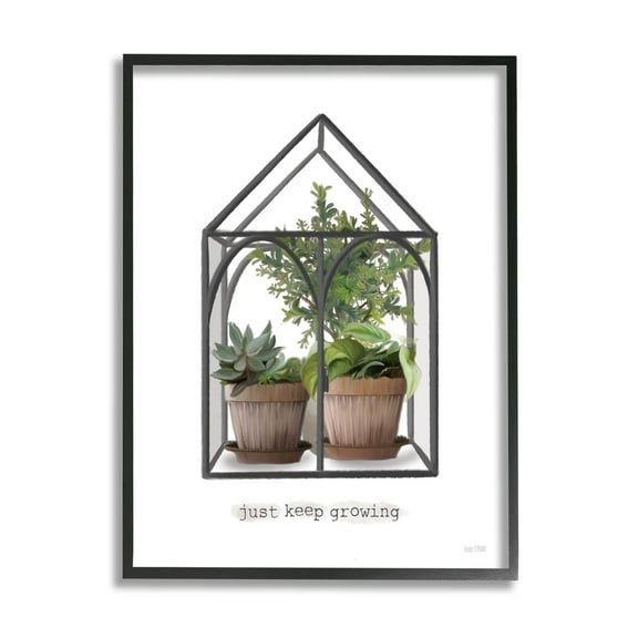 Just Keep Growing Greenhouse Plants Botanical & Floral Graphic Art Black Framed Art Print Wall Art