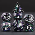 thumbnail image 2 of Dados de mazmorras y dragones Dados de rayas metálicas con estuche de regalo Juegos de dados poliédricos de metal para juegos de mesa Juego de rol D&D (níquel negro-verde púrpura), 2 of 5