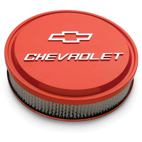 Proform 141-831 PFM141-831 AIR CLEANER KIT 14IN SLANT-EDGE ALUM CHEVY ORANGE CRINKLE RAISED/MILLED EMBLEMS
