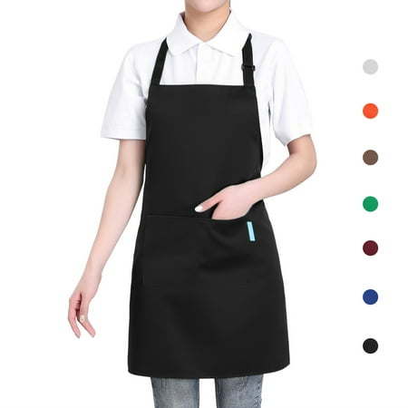 

Esonmus Esonmus Adults Polyester Kitchen BBQ Restaurant Apron with Adjustable Neck Belt 2 Pockets for Cooking Baking Gardening for Men Women--Black