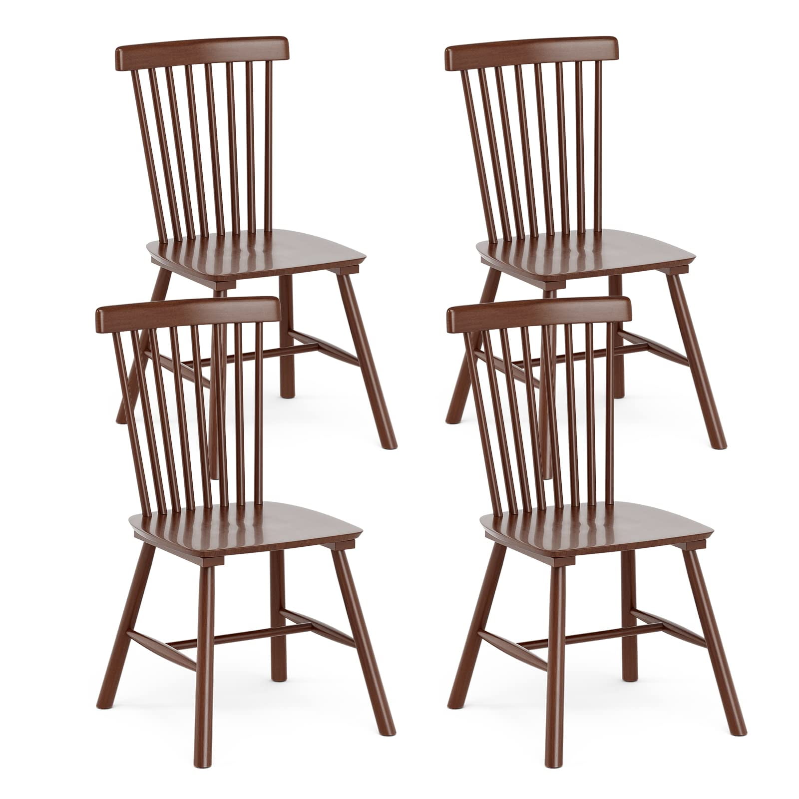 IKIFLY Solid Wood Dining Chairs Set of 4, Mid Century Modern Wooden