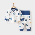 thumbnail image 2 of Baby Boy 2‑Piece Quilted Kimono Wrap Pajama Set with Cartoon Print,Newborn Sleepwear 9-12 Months, 2 of 7