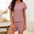thumbnail image 2 of BUIGTTKLOP Womens Pajamas Set Soft Sleepwear Short Sleeved Shirt Elastic Shorts Two-Piece Outfit Homewear, 2 of 6