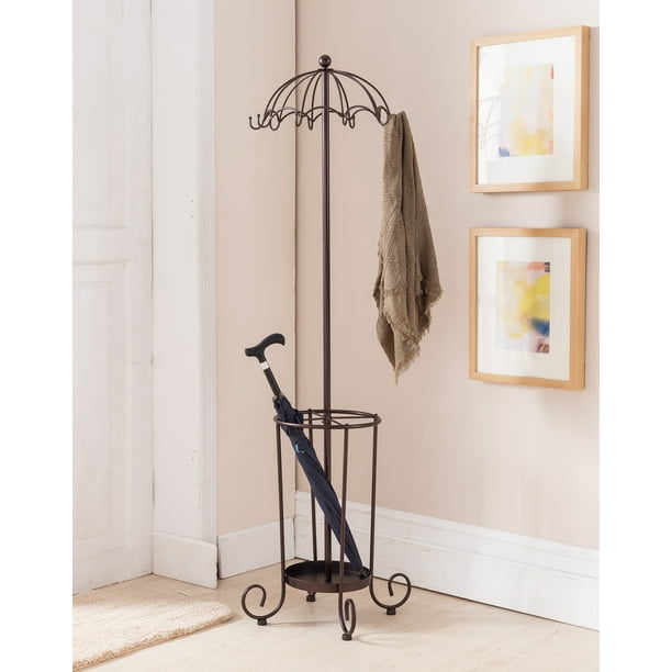 Burgess Metal Bronze Traditional Umbrella Style 10 Hook Hat & Coat