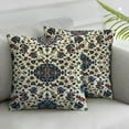 thumbnail image 2 of Nawypu  Orient Pillow Sham, Moroccan Floral Pattern with Victorian Rococo Baroque Design, Decorative Standard King Size Printed Pillowcase,Cream Indigo 2pc 22x22in, 2 of 6