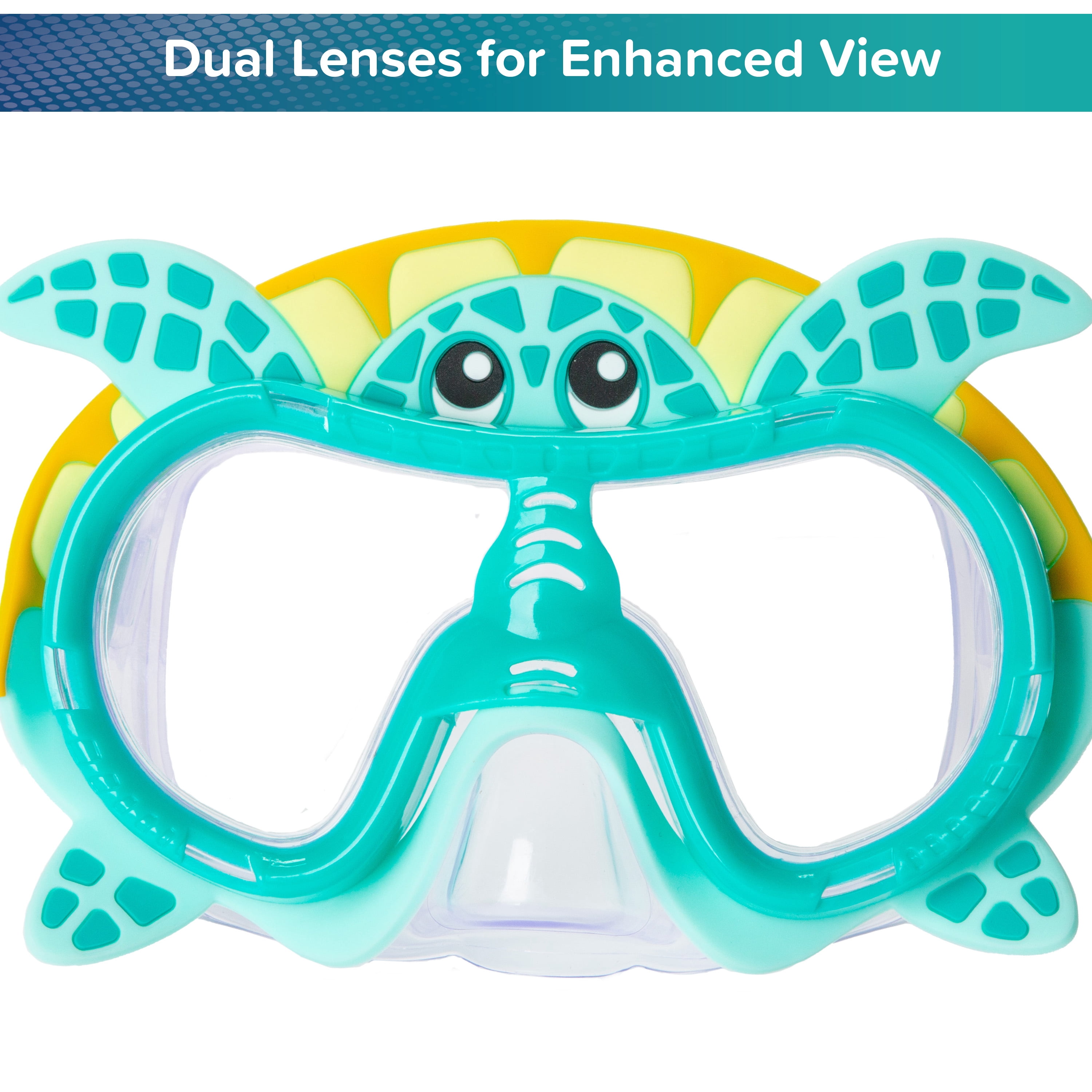 (2 pack) Aqua Dolfino Swim Goggle Mask, Latex-Free, Turtle