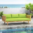 thumbnail image 2 of Outdoor 3 Seater Daybed, 67.5" Wood Frame Sofa Bed with Cushions, Patio Daybed with Wood Slat Support for Patio Backyard, Garden, 2 of 9