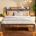 thumbnail image 2 of Queen Bed Frame with Headboard and Storage , Lofka Queen Bed Frame, No Box Spring Required, Noise Free,Dark Gray, 2 of 9