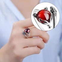 KDSJSXW Wedding Rings Adjustable Ring,Emotional Ring Cute Creative Gold Plated Crystal Gemstone Color Changing Ring,Temperature Control Finger Ring Animal Tail Open Ring Chunky Rings (B,A)