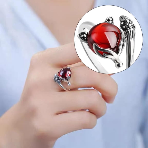 KDSJSXW Wedding Rings Adjustable Ring,Emotional Ring Cute Creative Gold Plated Crystal Gemstone Color Changing Ring,Temperature Control Finger Ring Animal Tail Open Ring Chunky Rings (B,A)