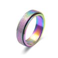 thumbnail image 5 of Anillo de ansiedad de acero inoxidable de titanio para mujeres y hombres, tamaño 7, ancho 6 mm, color: Oro rosa-arcoíris-, color acero con acabado arenado, 5 of 5