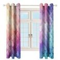 thumbnail image 3 of Colorful Gradient Fish Scale Texture Mermaid Curtains Watercolor Theme Window Curtains Grommet Blackout Drapes for Living Room Bedroom, 3 of 5