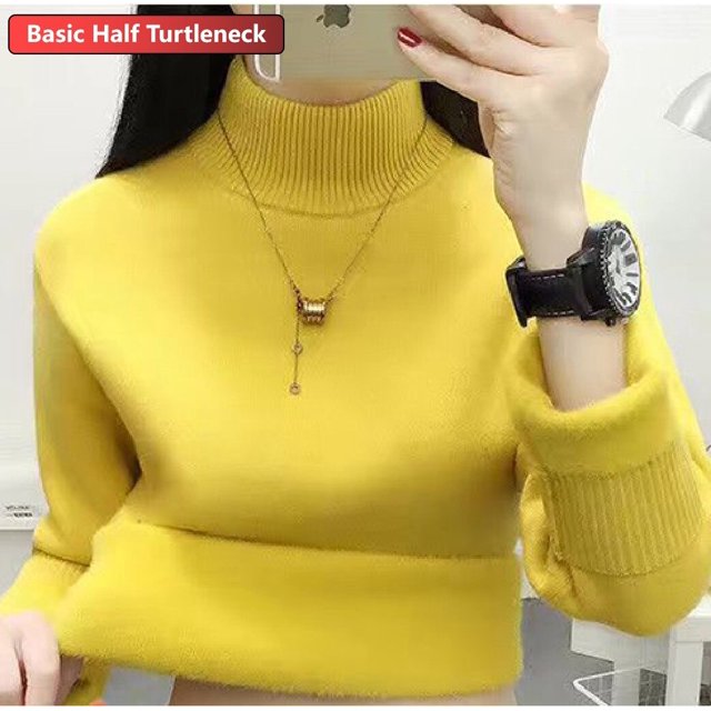 Suéter de cuello alto para mujer, Jersey de punto elegante, grueso, forrado de terciopelo, cálido, Tops delgados, Jersey de punto, nuevo, Invierno