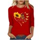 thumbnail image 1 of Tops de Cuello Redondo para las Mujeres Moda Impresa 3/4 Mangas Blusa Casual Top, Estante de Imitación, 1 of 5