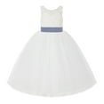 thumbnail image 2 of Ekidsbridal Girl Wedding Flower Girl Dress - V-Back Ivory Lace Tulle with Bow Sash 212noFT-A (Size: 2-10), 2 of 3