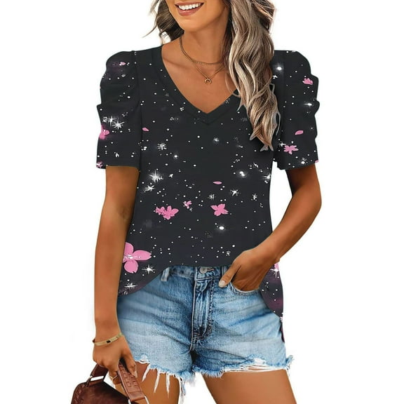 Kayannuo Women's T-shirts Women Fashion Casual Short Sleeve Loose T-Shirt Blouse Pink XXXL