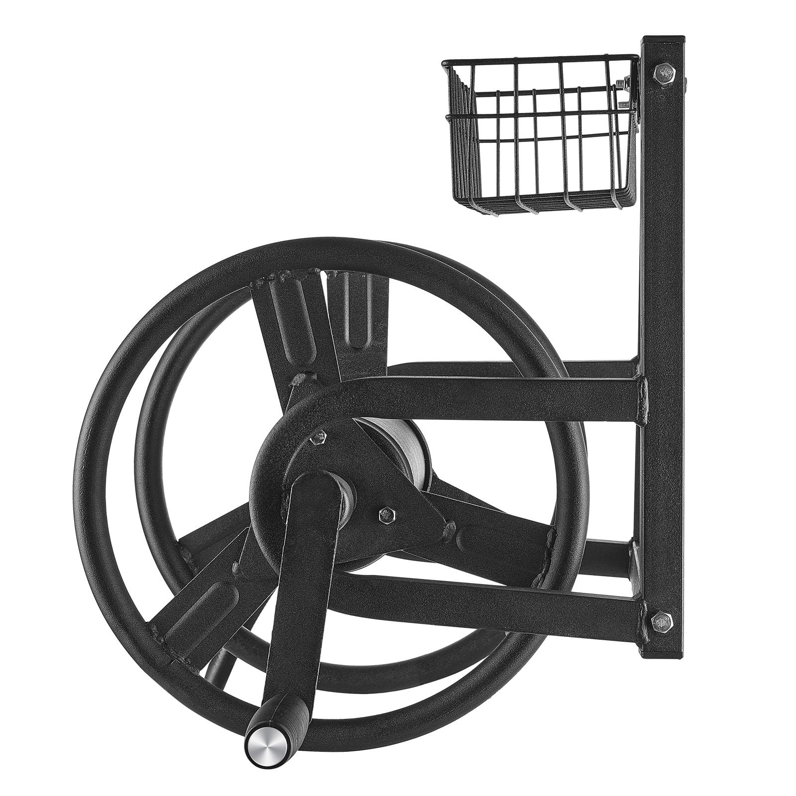 Wall-mounted garden hose reel 125 '5/8 ", reel with brass fittings, outdoor hand reel, yard lawn storage basket, space saving
