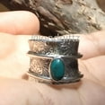 thumbnail image 2 of New Texture Spinner Ring - Turquoise Gemstone Ring - 925 Sterling Silver Ring - Statement Ring - Bohemian Ring - Spinning Band ring, 2 of 9