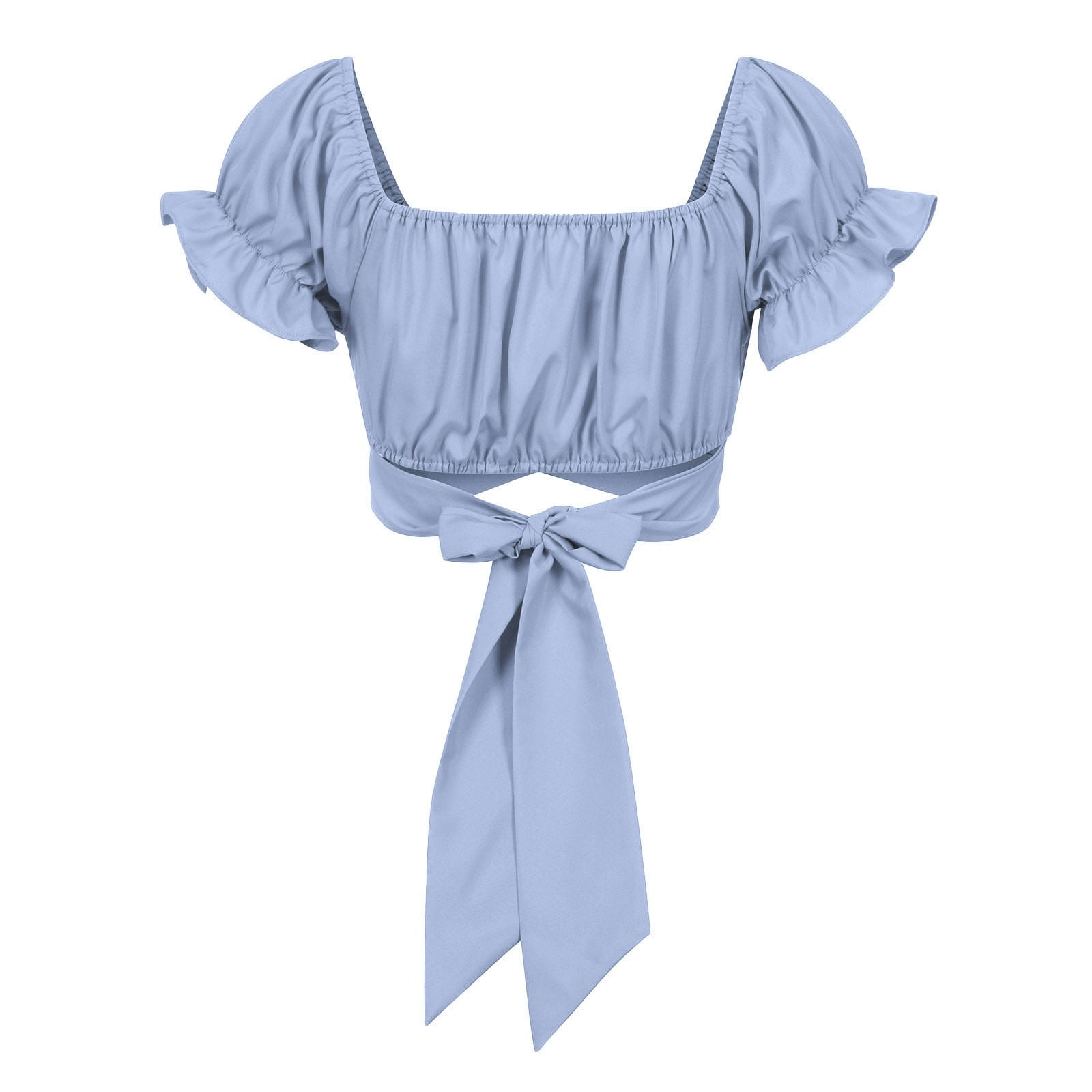 light blue ruffle top