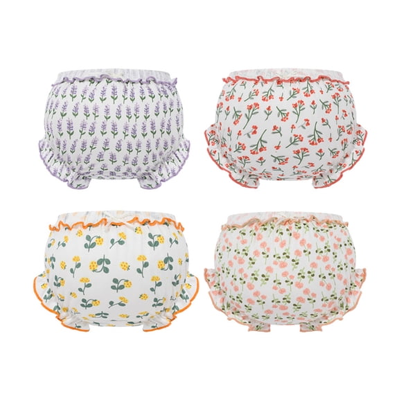 Yatacso 4 Pack Toddler Diaper Cover Bloomers Baby Cotton Ruffle Underwear Cute Floral Summer Panties Shorts