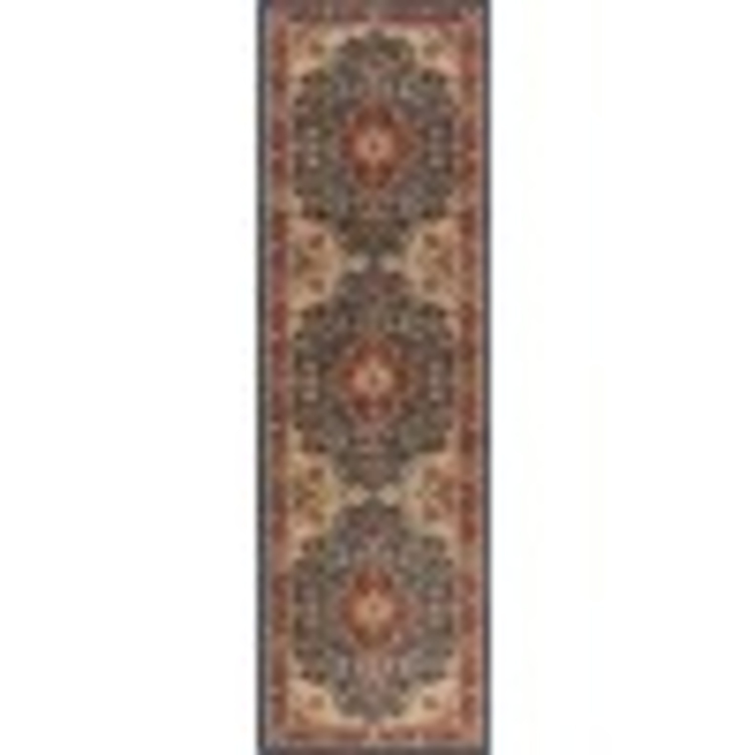 Sensation Transitional 2' x 10' Navy and Beige Polypropylene Indoor Area Rug