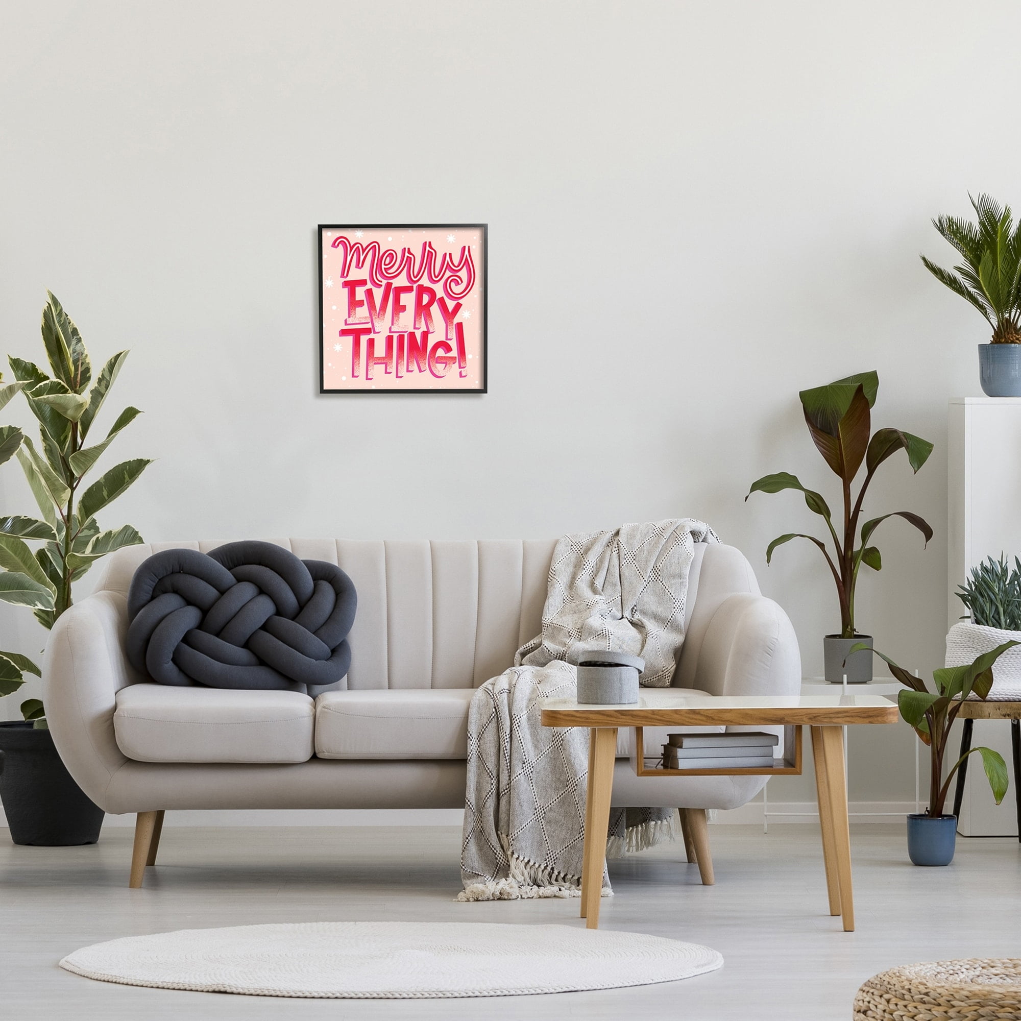 Merry Everything Festive Winter Holiday Patterned Typography Inspirational Graphic Art Framed Art Print Wall Art