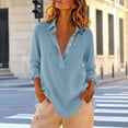 thumbnail image 5 of PADFRYBK Casual T-Shirt For Women Crew Neck Long Sleeve Tops Solid Color Button-Up Top, 5 of 6