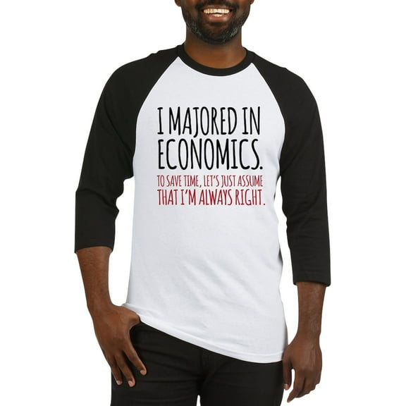 CafePress - Majored In Economics Baseball Jersey - Cotton Baseball Jersey, 3/4 Raglan Sleeve Shirt