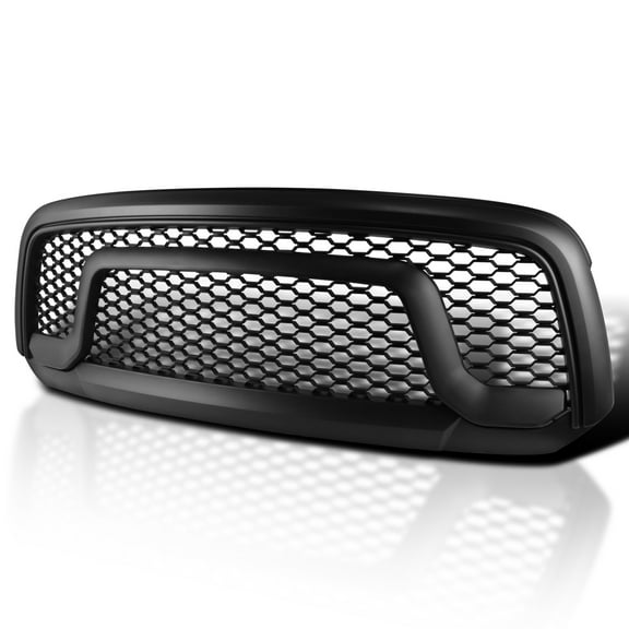 Spec-D Tuning Matte Black Facelift Style Front Bumper Hood Grille Compatible with 2013-2018 Dodge Ram 1500