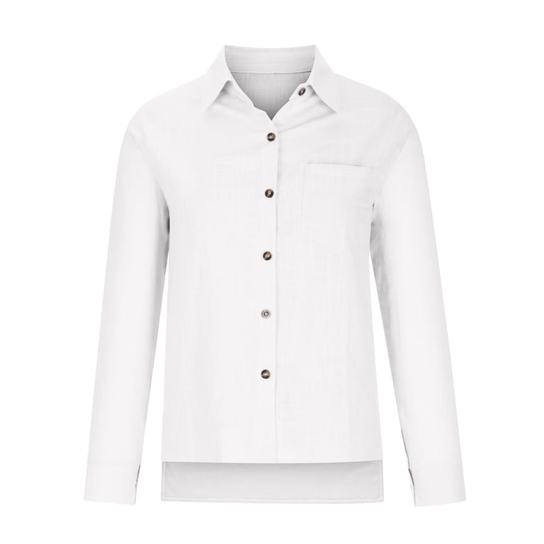 yardsong Womens Plus Size Cotton Linen Button Down Shirt 2024 Fall