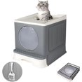 thumbnail image 1 of Caja de Arena Plegable para Gatos Pequeños de 5-8 kg, con Tapa, Cucharón, Espacio Grande Desplegado, Portátil y Ligera para Viajar, 1 of 6
