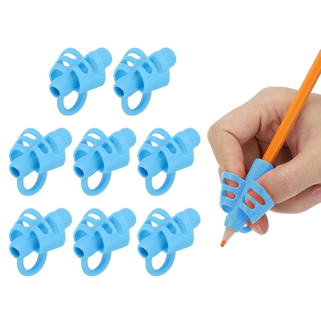 Unique Bargains 8 Pcs Pinces à Crayons 3 Doigts, Bleu Foncé