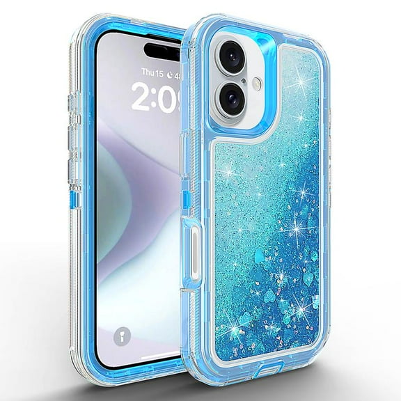 For iPhone 16 15 14 13 12 11 Pro Max Liquid Glitter Shockproof Phone Case,Colorful Quicksand TPU Bling Diamond Flowing Liquid Floating Sparkly Hybrid Heavy Duty Shell Case