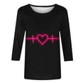 thumbnail image 3 of TaTaai Women's Casual 3/4 Sleeve T-Shirts Round Neck Cute Tunic Tops Basic Tees Blouses Business Work Tee Top Valentine's Day Gift, 3 of 7
