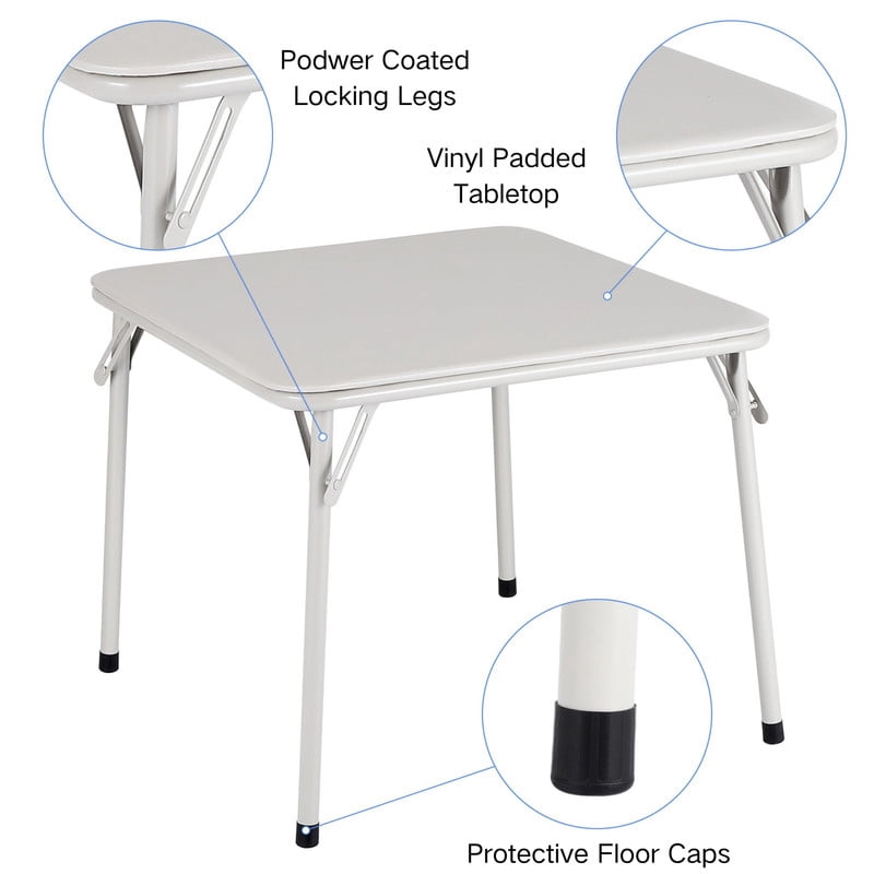TROPOW Kids Folding Table and Chairs Set of 2, 3-Piece Children's Activity Table Set with Padded Vinyl Cushion, Toddler Table Set for Playroom, Nursery, Bedroom