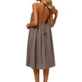 thumbnail image 4 of BOOMNY Women's Backless Cami Dress Spaghetti Strap Lounge House Midi Linen Dresses Flowy Beach Summer Maxi Sundress, 4 of 9