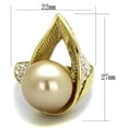 thumbnail image 2 of IP Gold(Ion Plating) Stainless Steel Ring with Synthetic Pearl in Champagne for Women Champagne Stone Color Style TK2131 Size 9, 2 of 6