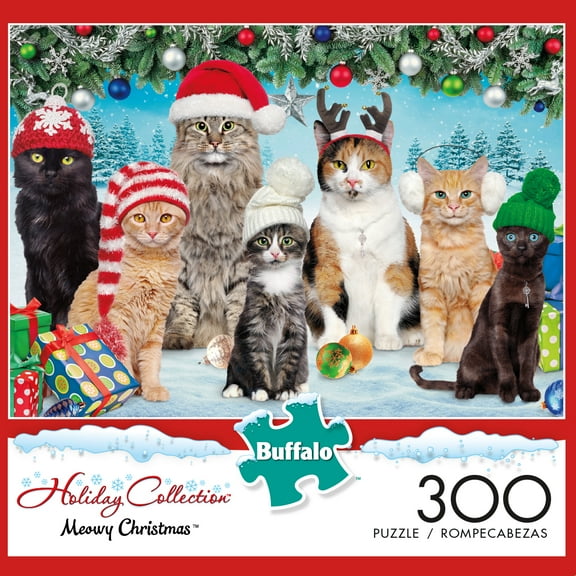 Buffalo Games - Adorable Animals - Meowy Christmas - 300 Piece Jigsaw Puzzle
