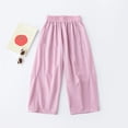 thumbnail image 5 of SGFCWSX Girls Wide Leg Pants Elastic Waist Loose Fit Casual Pants with Pockets Lightweight Summer Trousers for Kids Pink Size 5 Years, 5 of 5